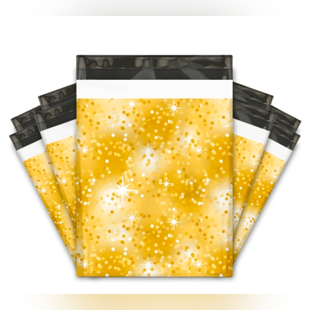 20 10X13 Gold Confetti Polymailers Waterproof